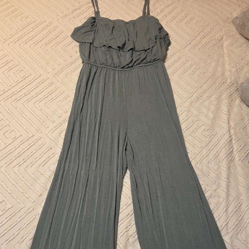 Blue Rain Sage Green Ruffled Wide-Leg Jumpsuit